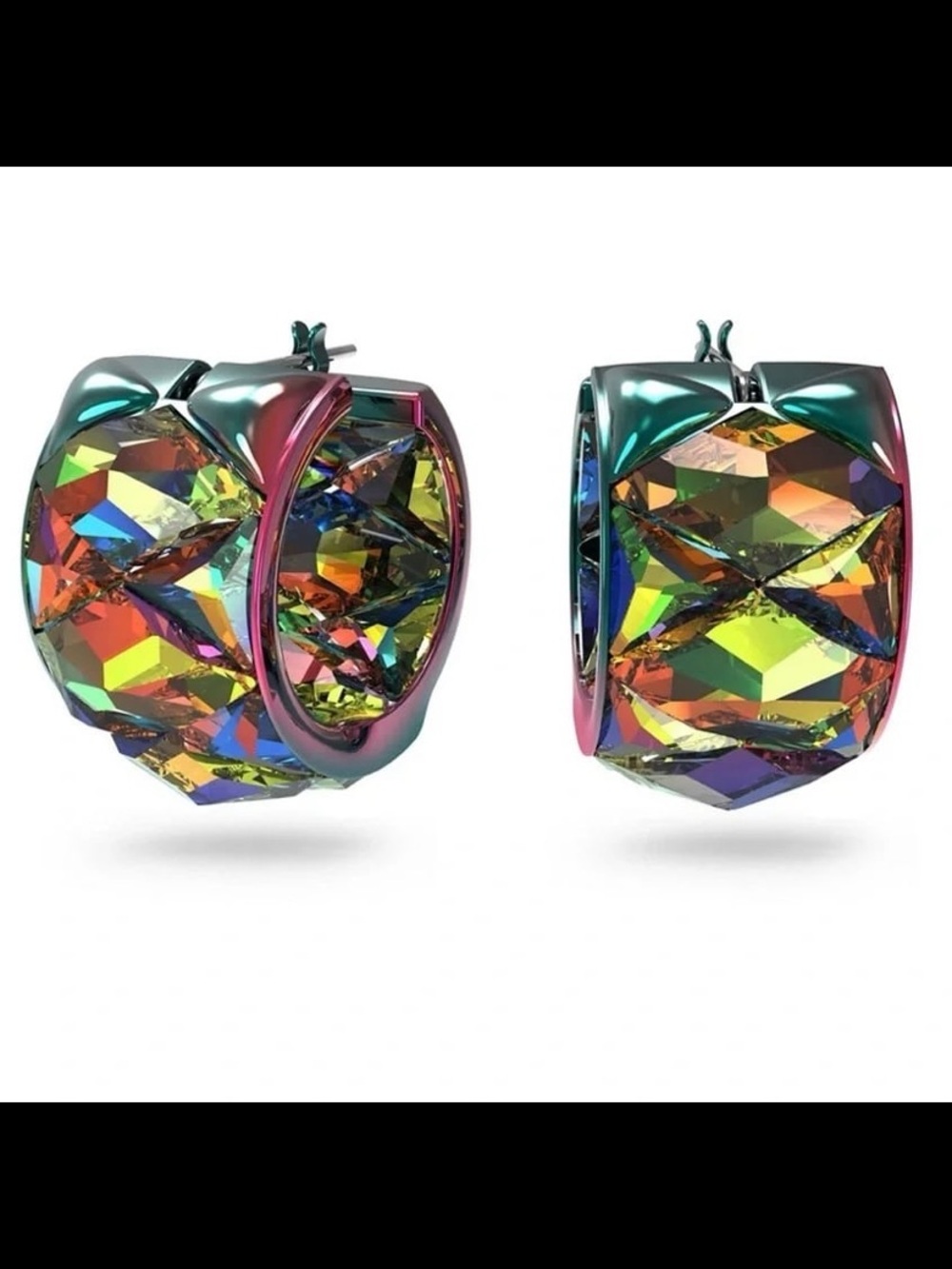 Swarovski Curiosa Multicolor/Rainbow Hoop Crystal Earrings